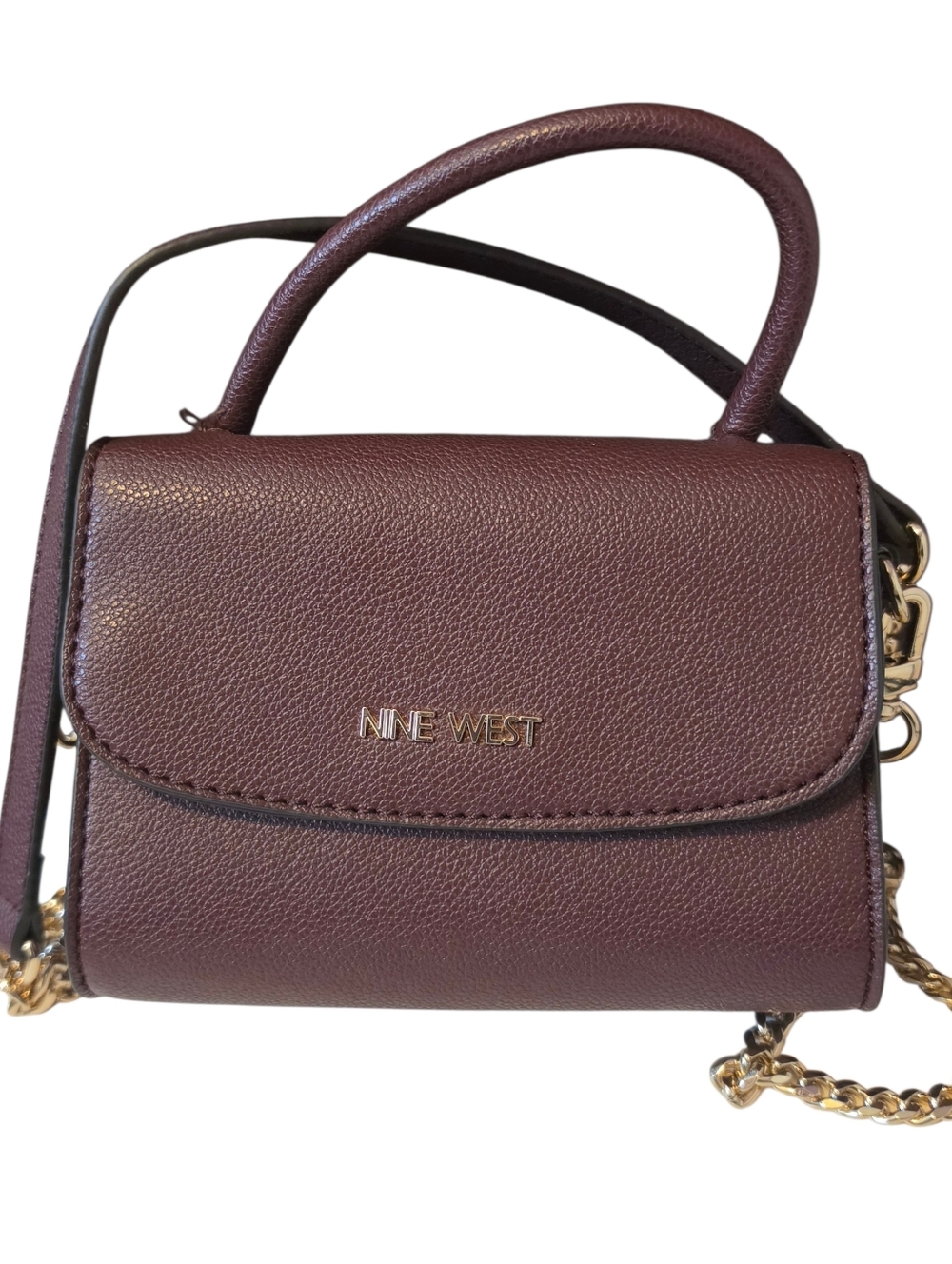 Nine West Plum Top-Handle Crossbody with Gold Chain